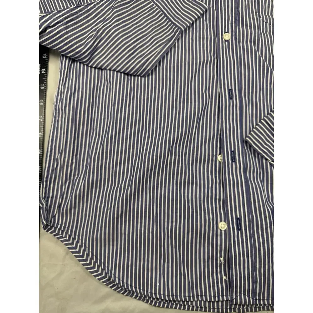 Polo Ralph Lauren Boys Striped Button Shirt Youth L 16-18 Blue White